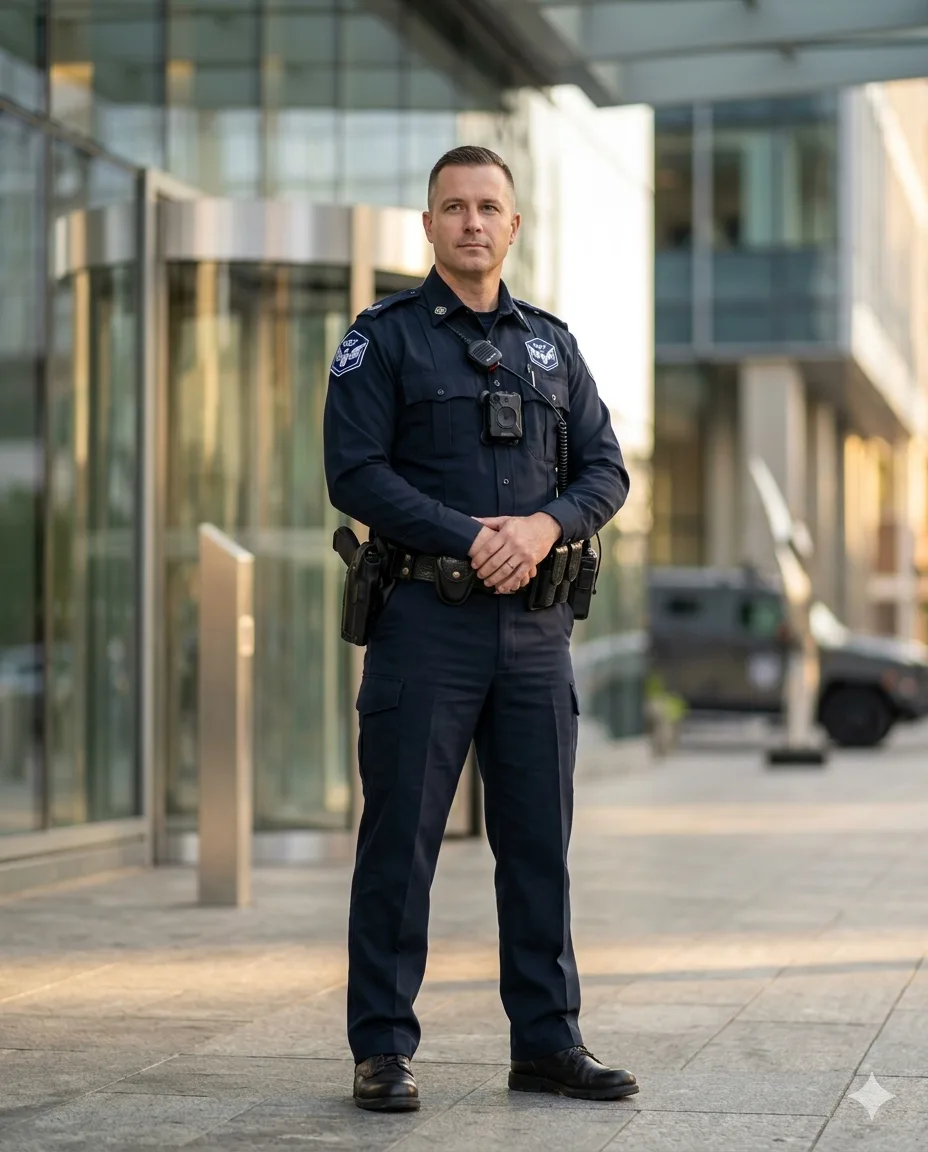 Armed security officer on duty