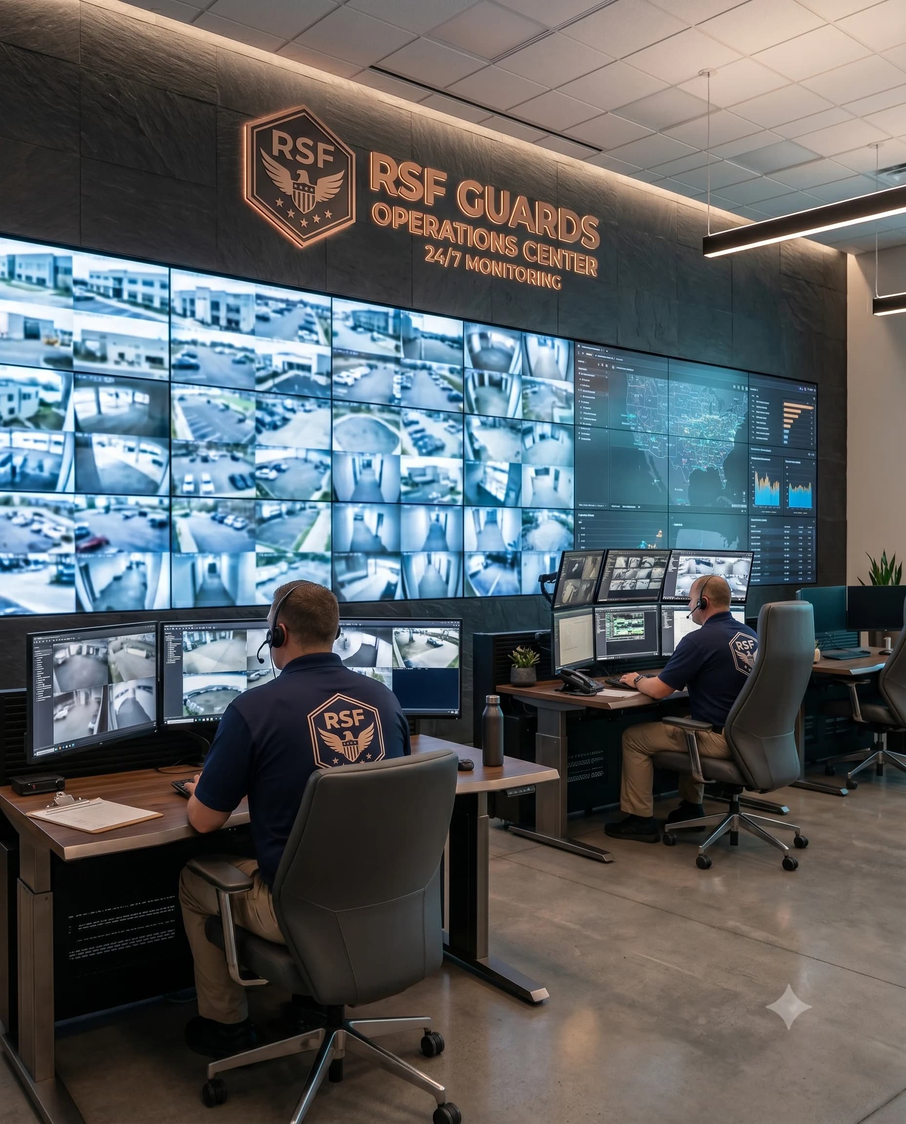 CCTV control room with monitor wall