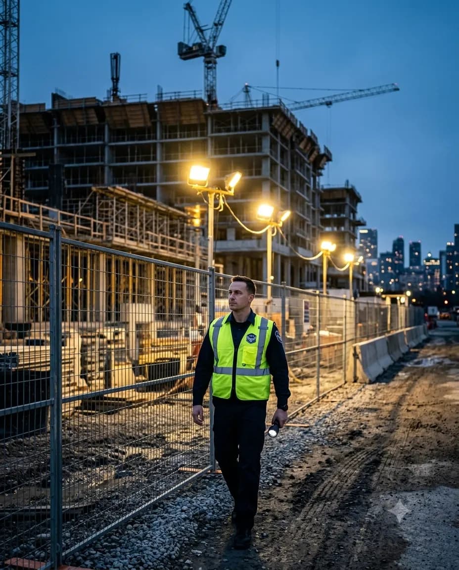 Construction site at dusk